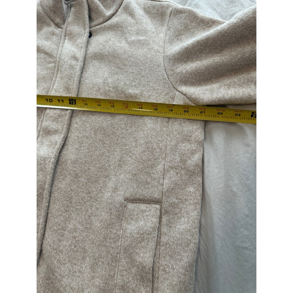 Lands' End tan zip snap fleece winter jacket coat-LP petite oatmeal - Picture 6 of 9